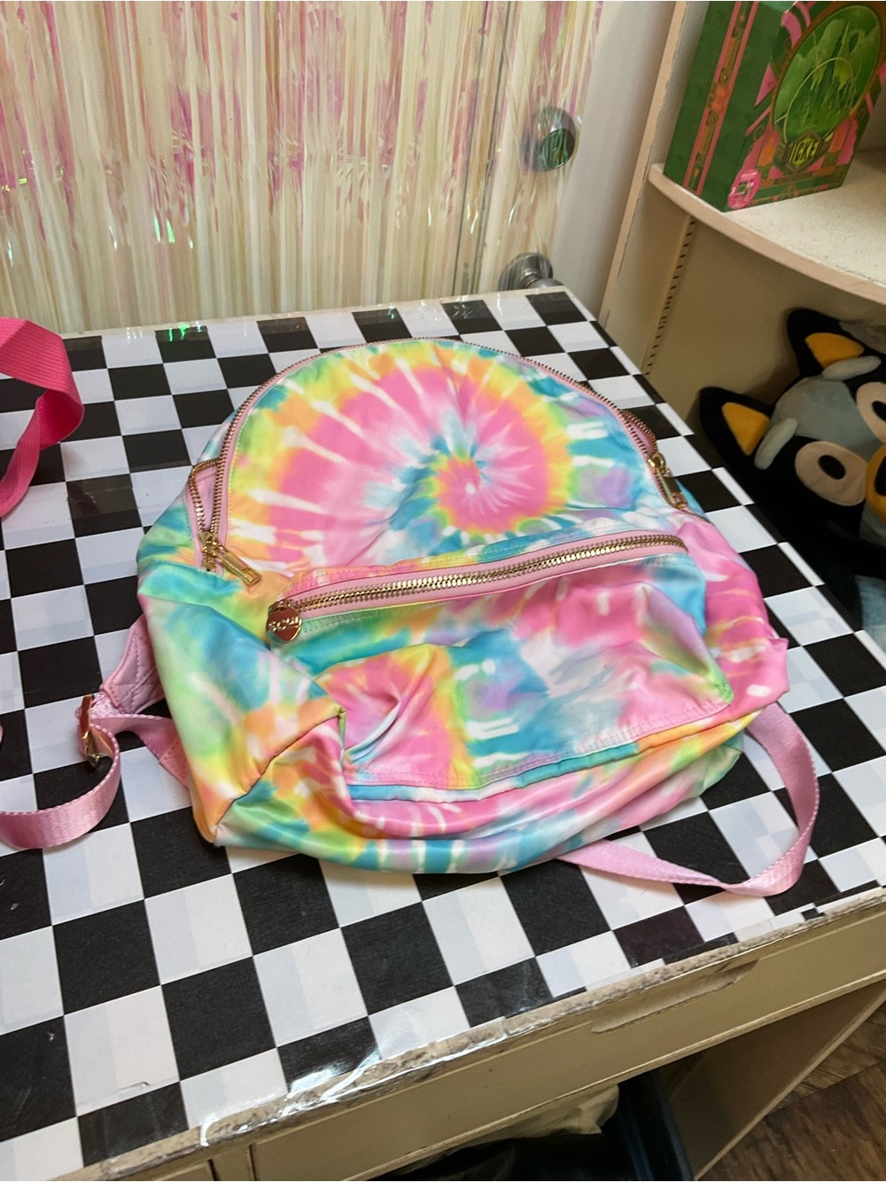 Stoney Clover Lane Pastel Tie-Dye Backpack - Pink, Blue, Yellow, Green - Picture 1 of 8